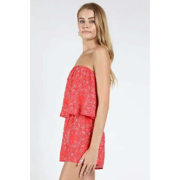 HONEY PUNCH Bandana Strapless Romper - Picture 3 of 4